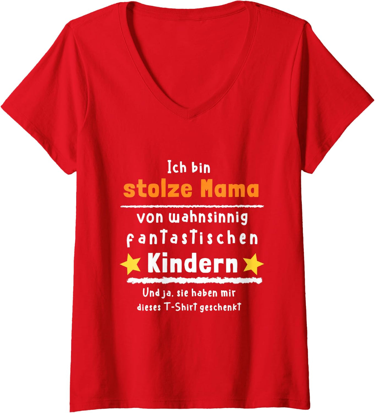 Women's Proud Mom of Fantastic Kids - German Quote Mother’s Day V-Neck T-Shirt - Red