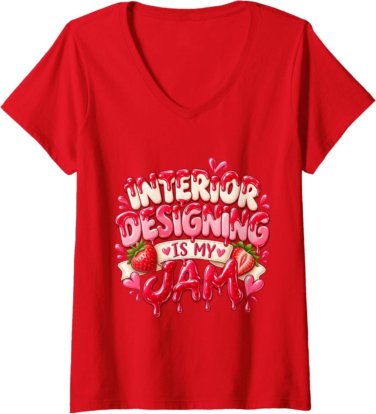 Women's Interior Designing is My Jam V-Neck T-Shirt - Red