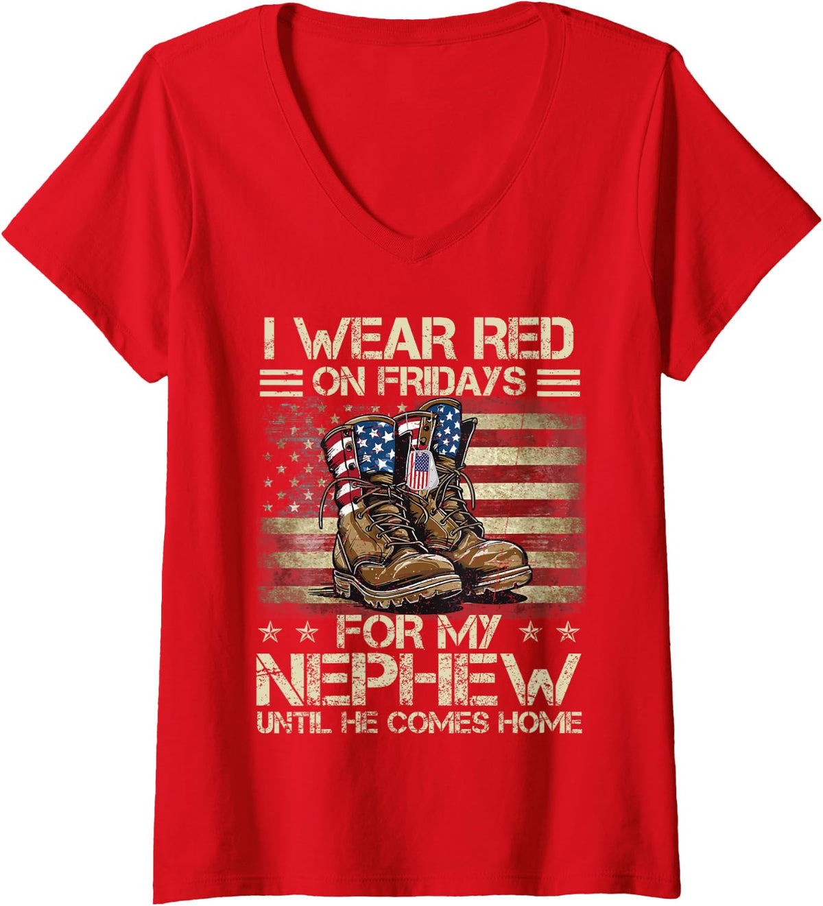 Women's I Wear Red On Fridays for My Nephew US Family Matching V-Neck T-Shirt - Red