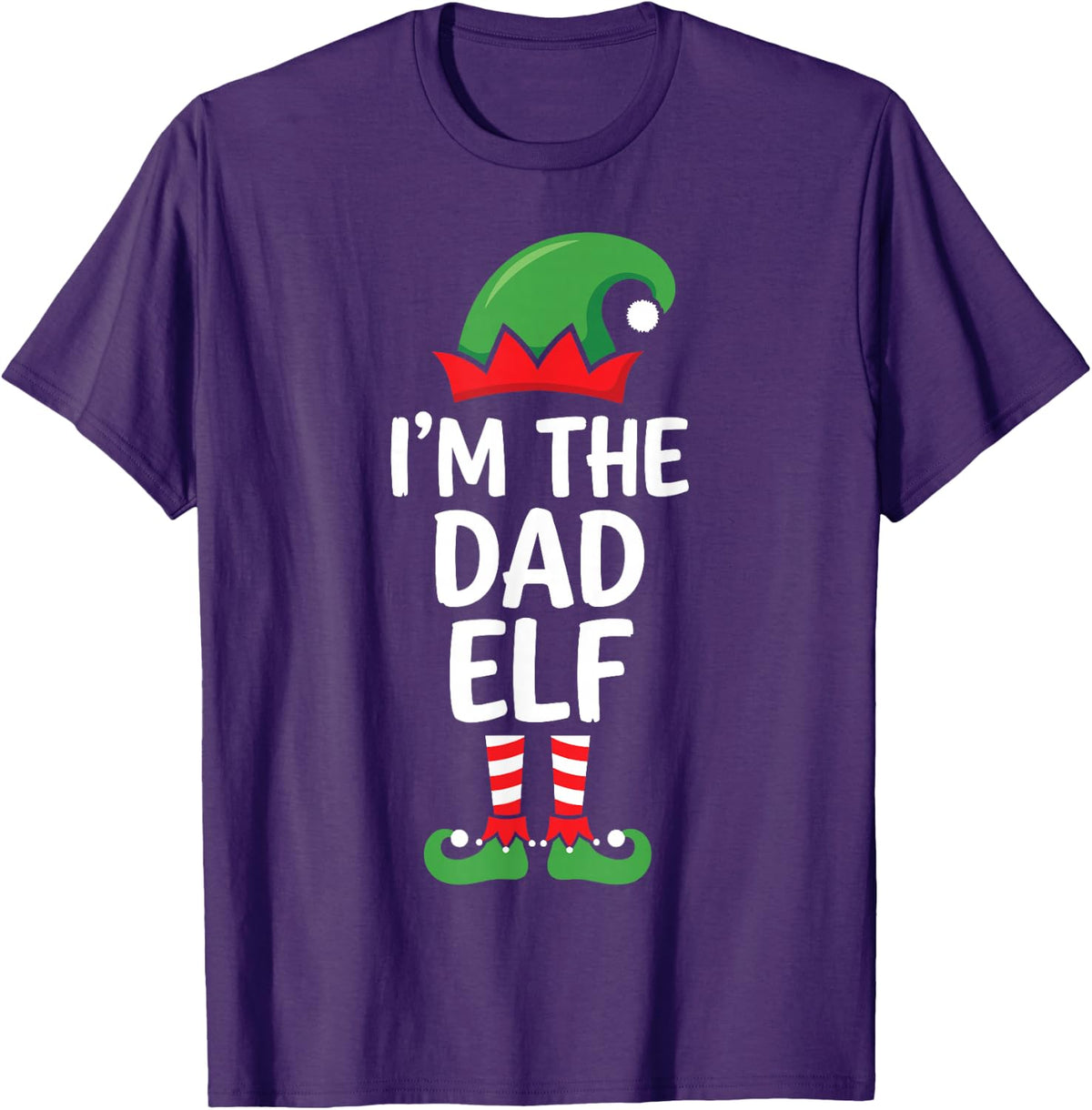 I'm the Dad Elf Ugly Christmas Party Funny Family Matching T-Shirt - Purple