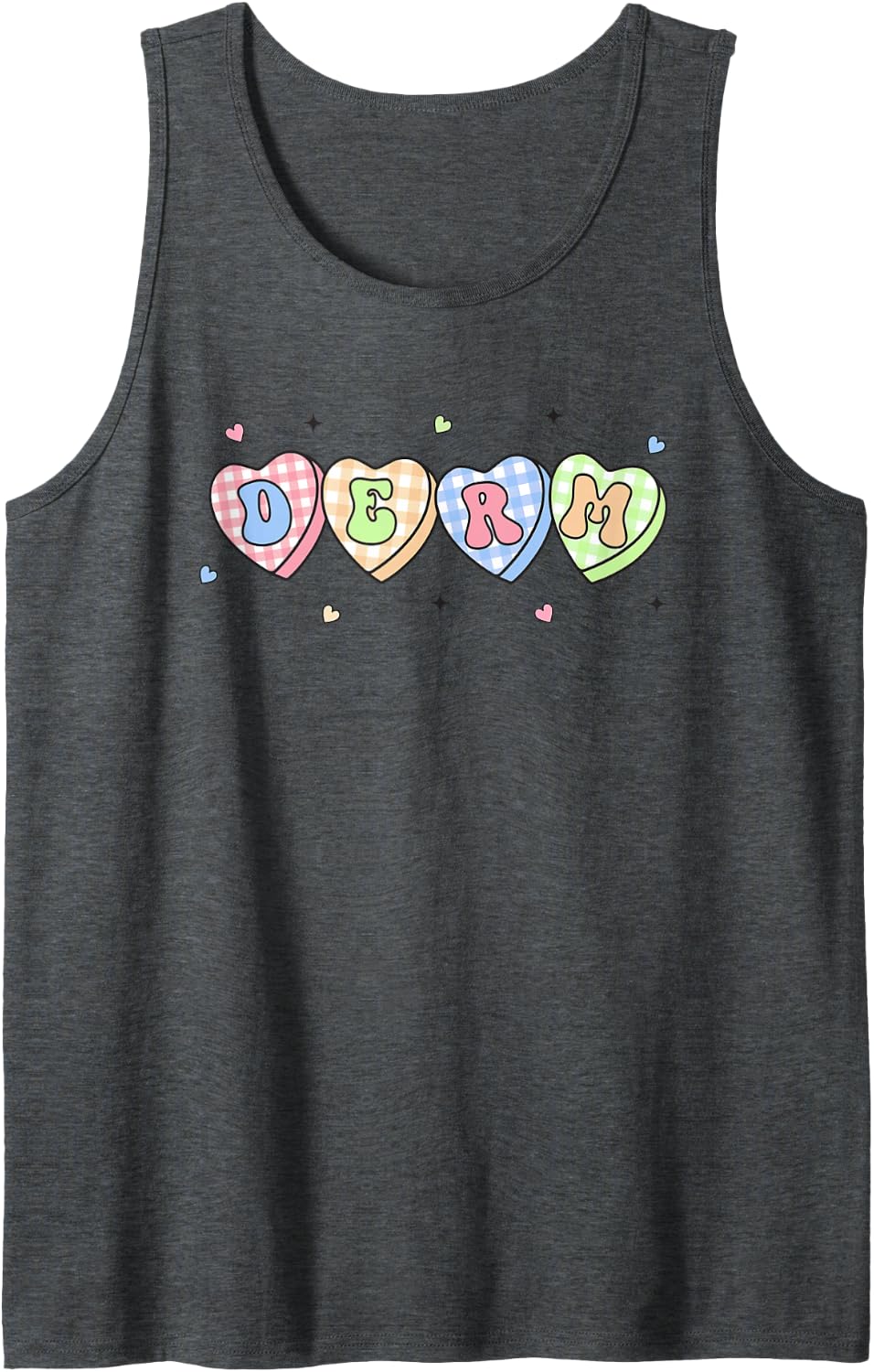 Women Dermatology Valentine's Day Derm Team Dermatologist Sleeveless Tank Top - Dark Heather Grey