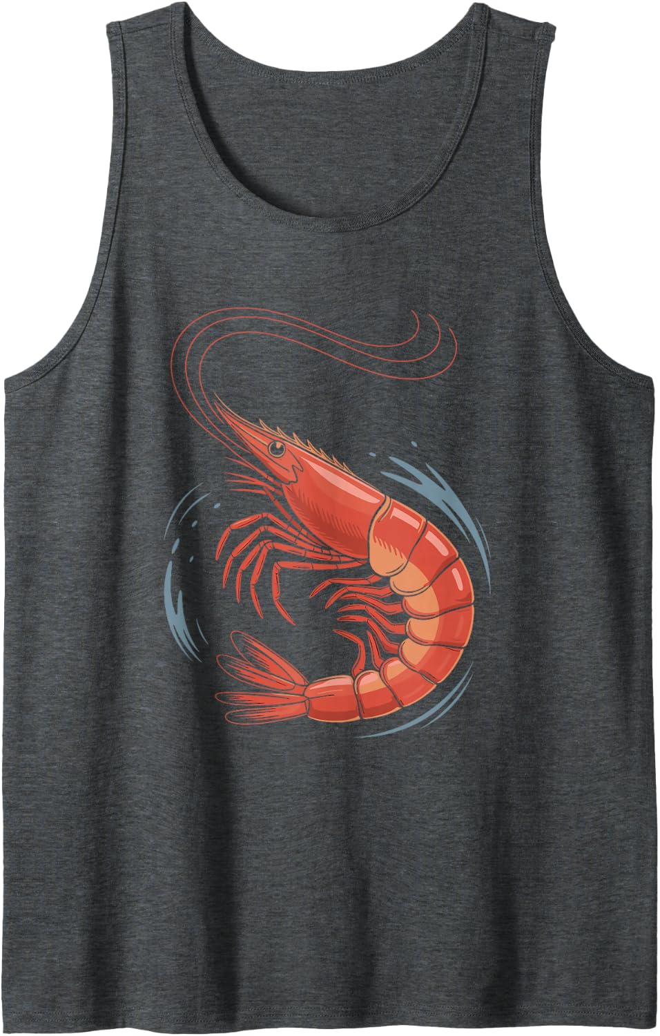 Retro Shrimp Synthwave Sunset T-Shirt Tank Top - Dark Heather Grey