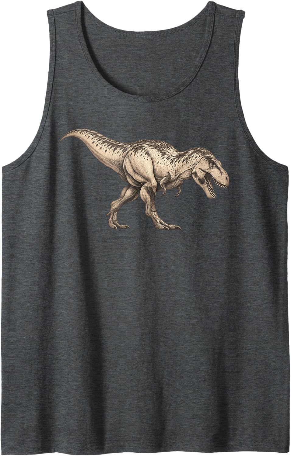 Gray Tyrannosaurus Rex Running Sleeveless Tank Top - Dark Heather Grey