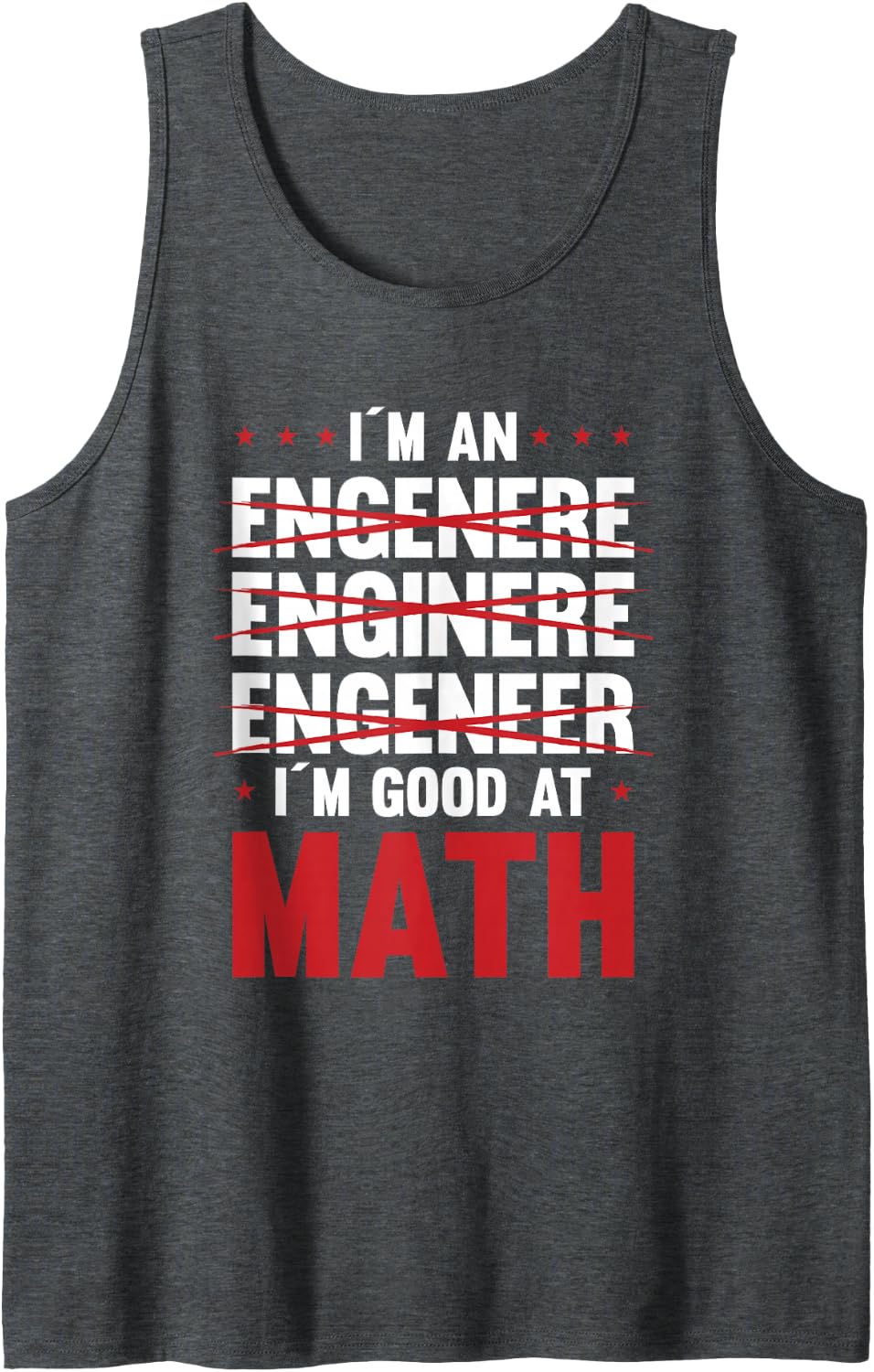 I Am an Engineer I Am Good At Math Motive Sleeveless Tank Top - Dark Heather Grey