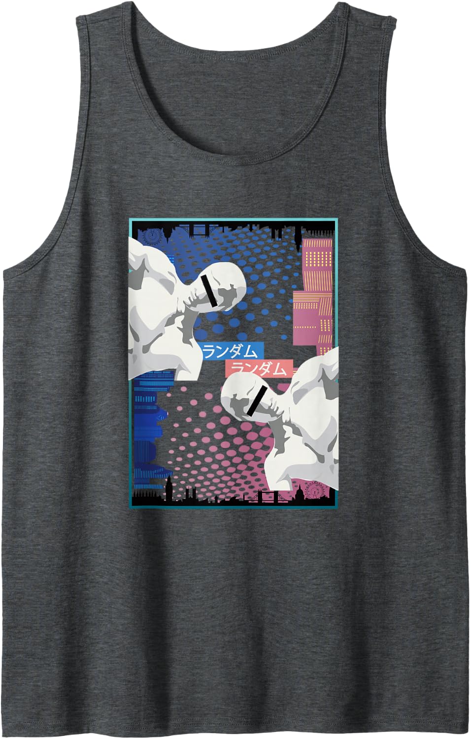 Aesthetic Vaporwave Random City Statue Sleeveless Tank Top - Dark Heather Grey