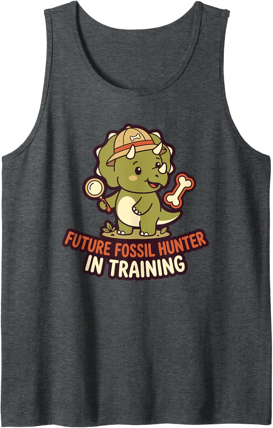 Future Fossil Hunter in Training Dinosaur Lover Paleontology Sleeveless Tank Top - Dark Heather Grey