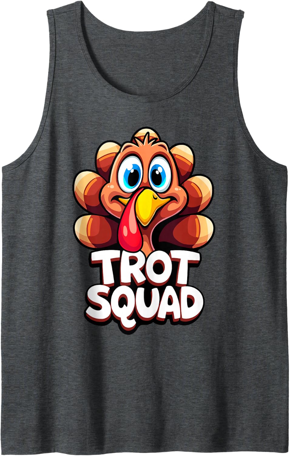 Trot Squad Thanksgiving Turkey Day Funny Family Dinner Sleeveless Tank Top - Dark Heather Grey