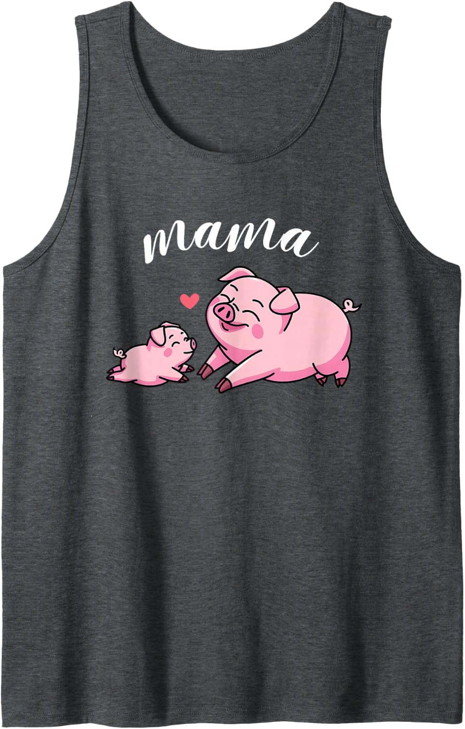 Mama Pig Kids Baby Animals Lover Family Mom Matching Sleeveless Tank Top - Dark Heather Grey