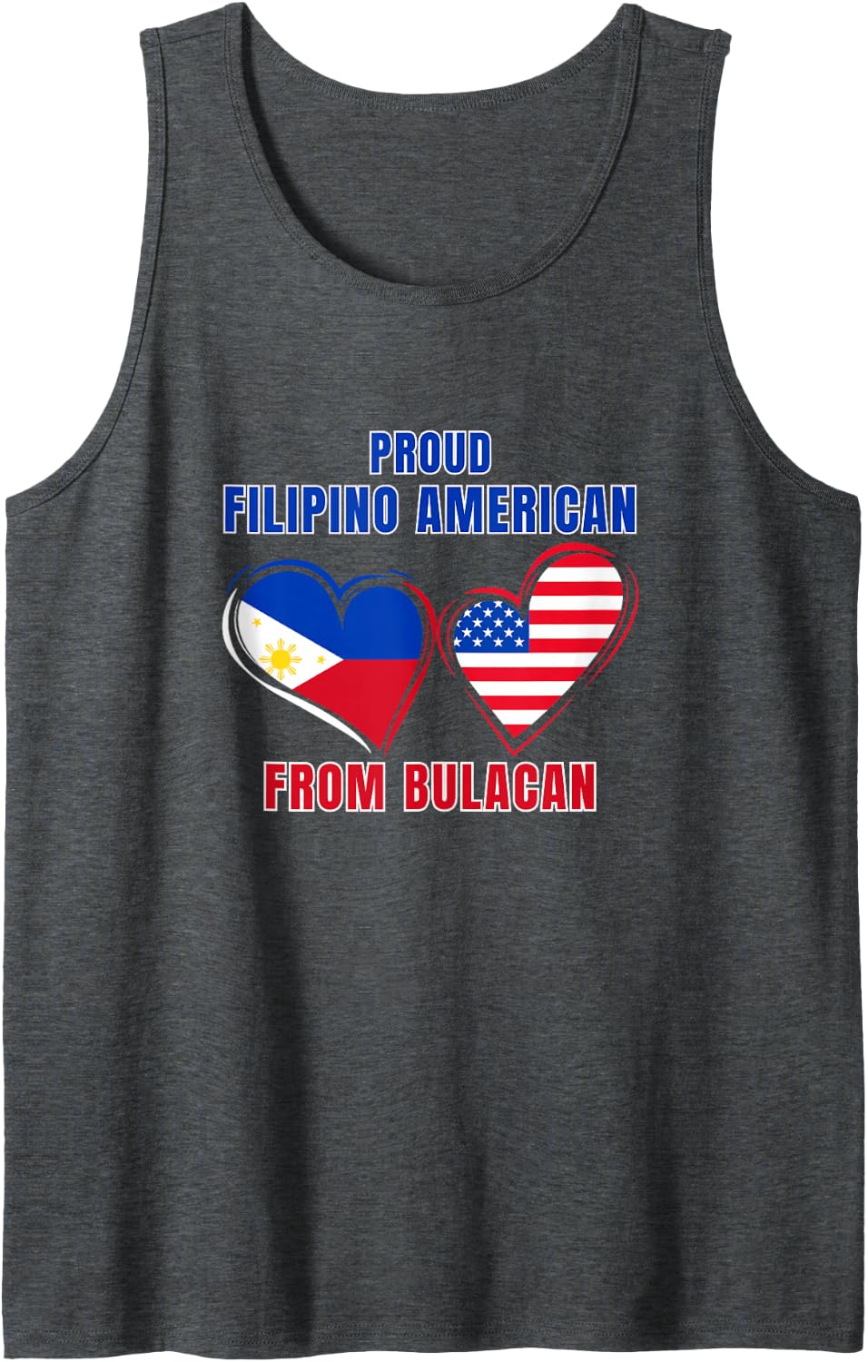 Proud Bulacan Filipino American Heritage Roots Fil Am Pride Sleeveless Tank Top - Dark Heather Grey