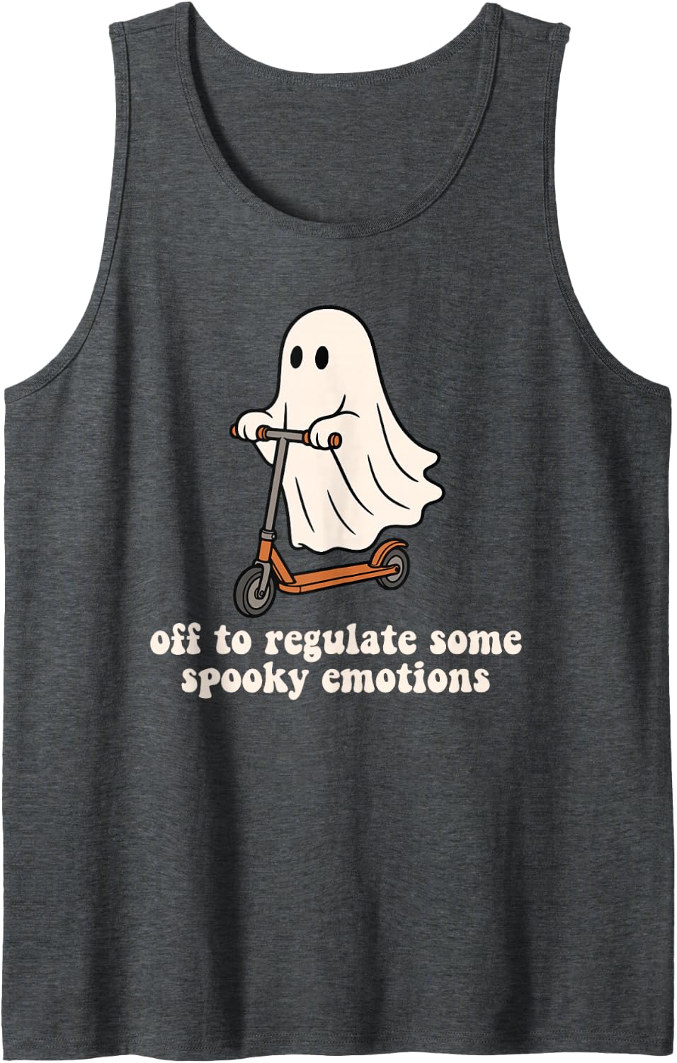 Off to Regulate Some Spooky Emotions Mental Health Counselor Sleeveless Tank Top - Dark Heather Grey