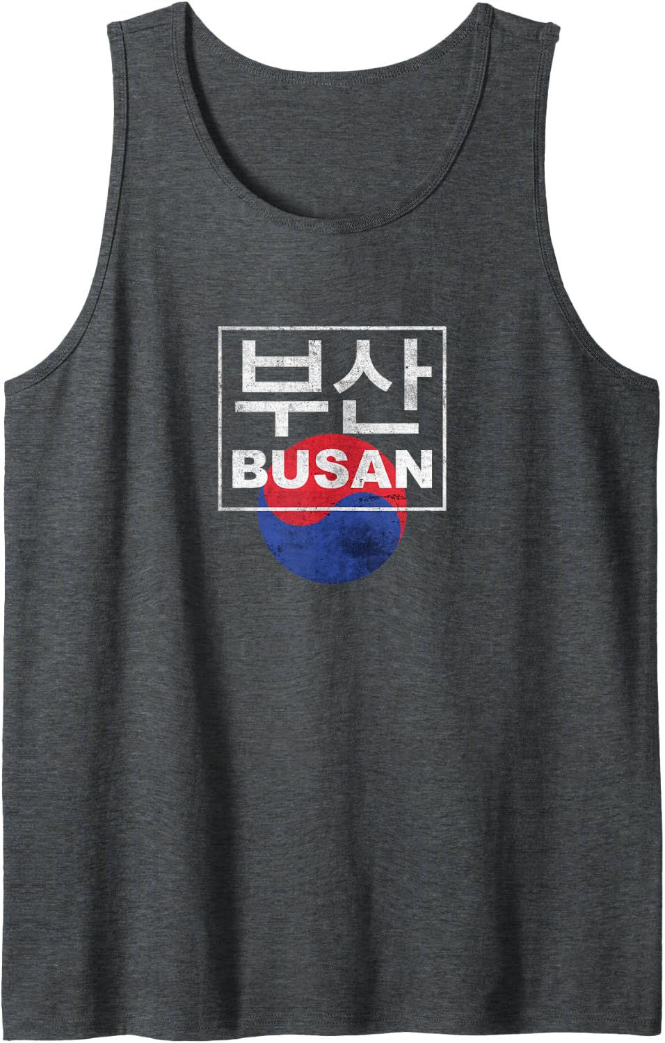 South Korean City of Busan Sleeveless Tank Top - Dark Heather Grey