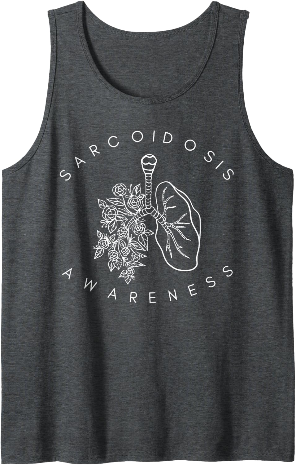 Floral Lung Sarcoidosis Awareness Pulmonary Sarcoidosis Sleeveless Tank Top - Dark Heather Grey