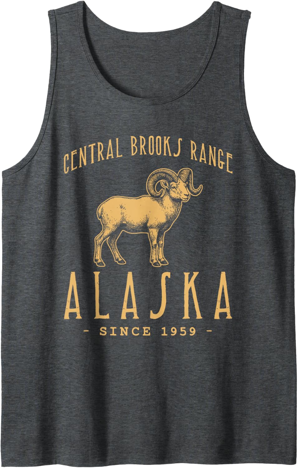 Central Brooks Range Alaska Dall Sheep Sleeveless Tank Top - Dark Heather Grey
