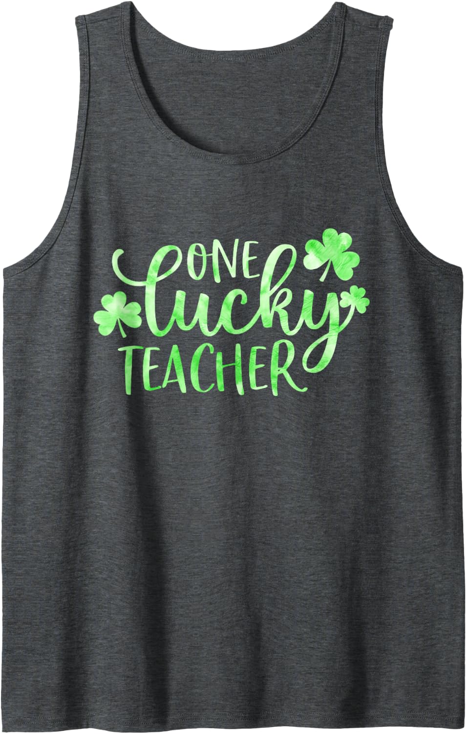 Tie Dye Shamrock One Lucky Teacher St. Patrick's Day School Sleeveless Tank Top - Dark Heather Grey