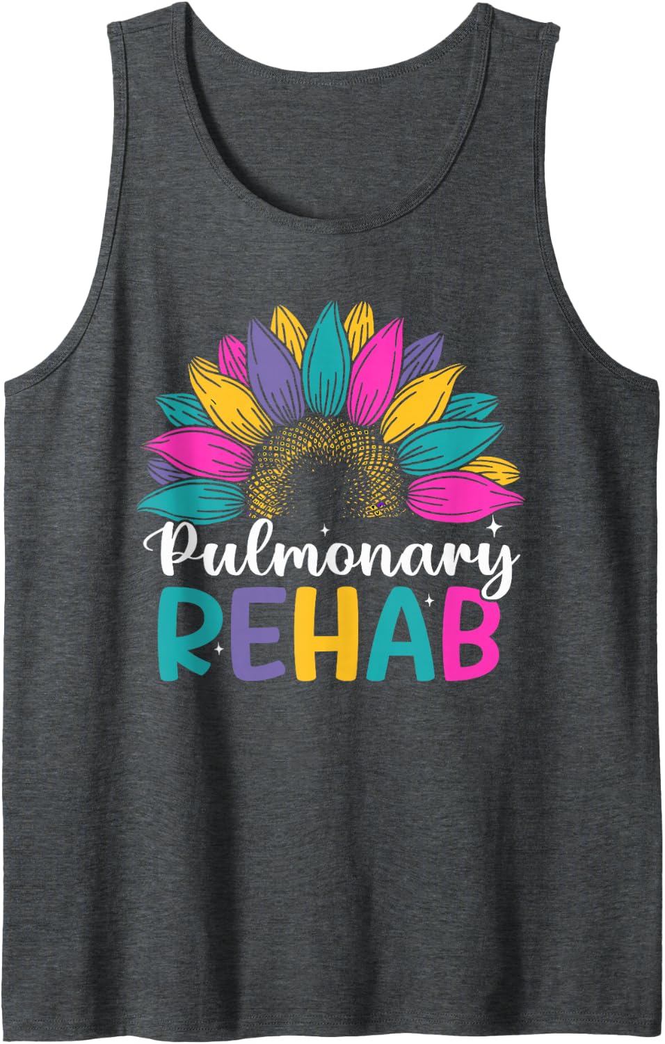 Respiratory Therapist Pulmonary Rehab Rehabilitation Flower Sleeveless Tank Top - Dark Heather Grey