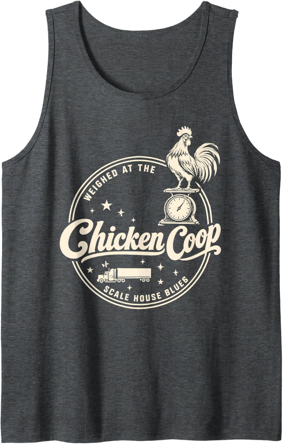 Weighed At The Chicken Coop Trucker Scale House Driver Sleeveless Tank Top - Dark Heather Grey