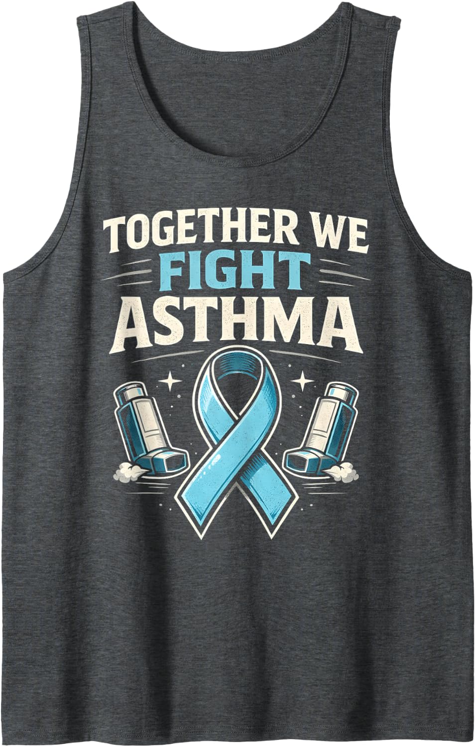 Asthma Awareness Together We Fight Asthma Lungs Ribbon Sleeveless Tank Top - Dark Heather Grey