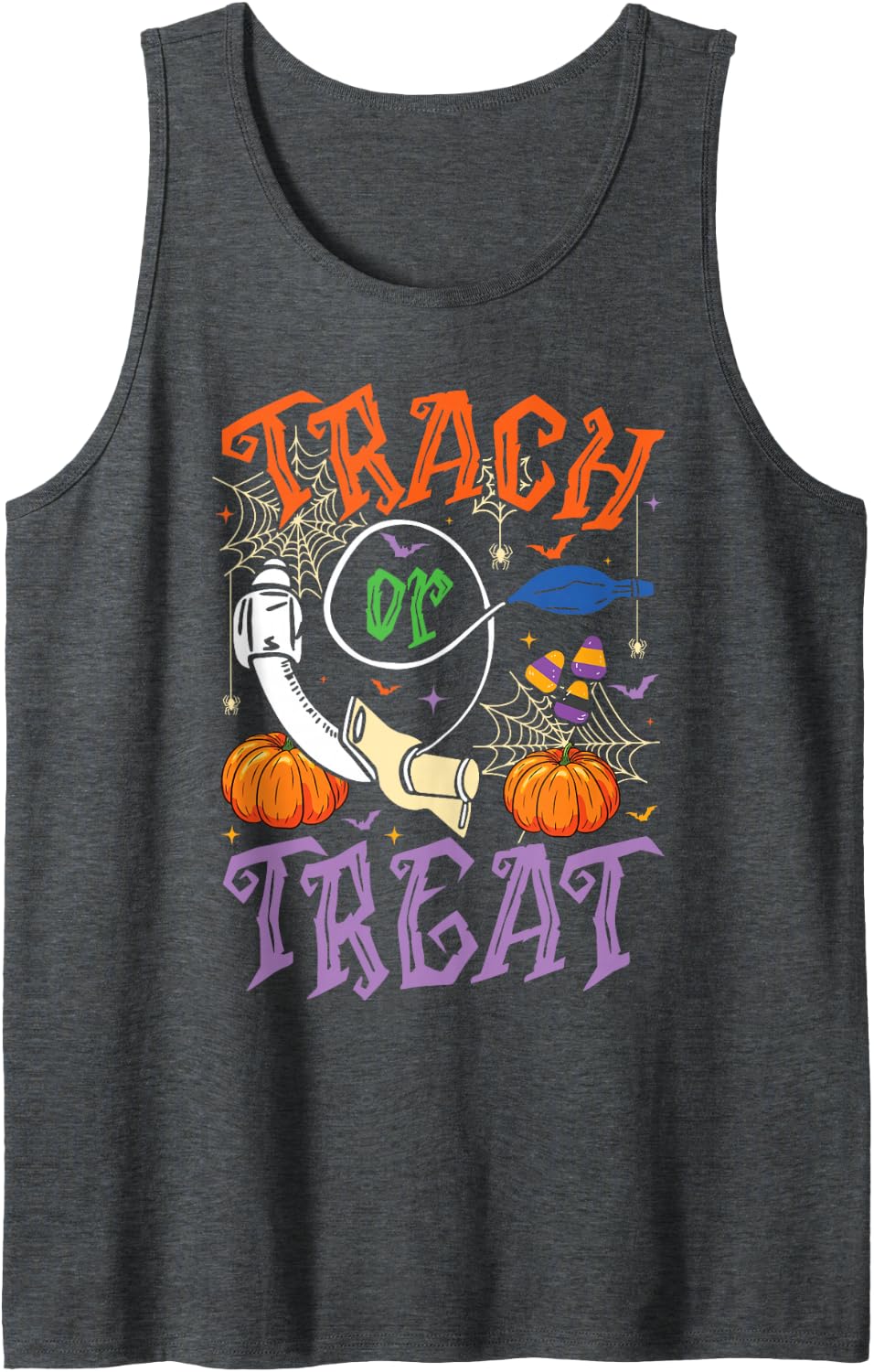 Respiratory Therapist Trach or Treat ICU RN Halloween Nurse Sleeveless Tank Top - Dark Heather Grey