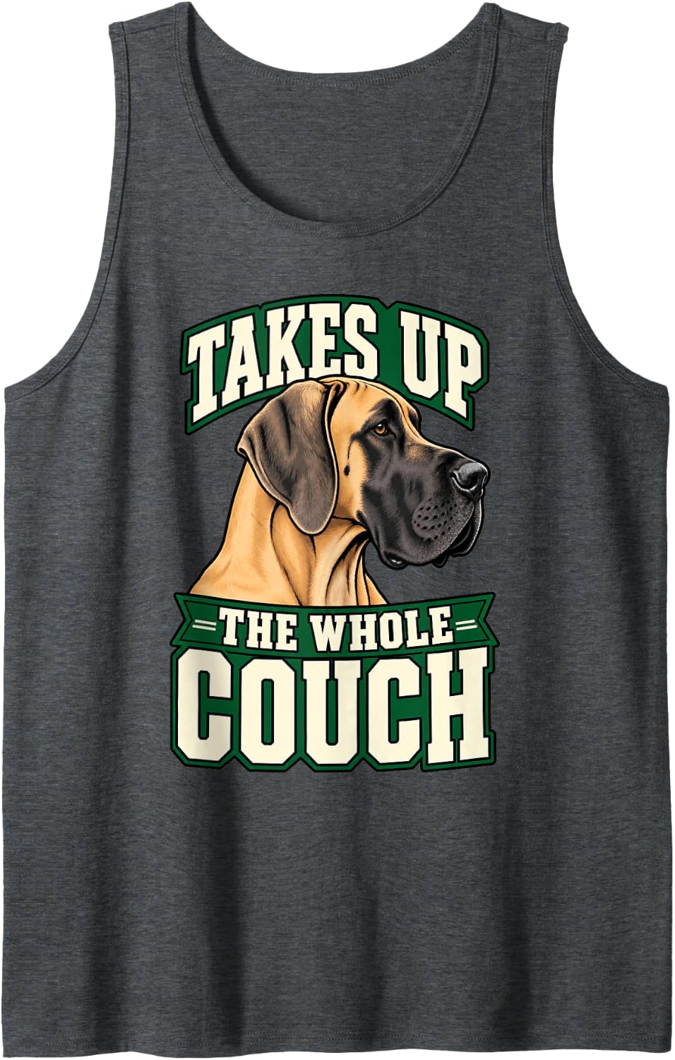 Great Dane Takes Up The Whole Couch Dog Dad Giant Breed Sleeveless Tank Top - Dark Heather Grey