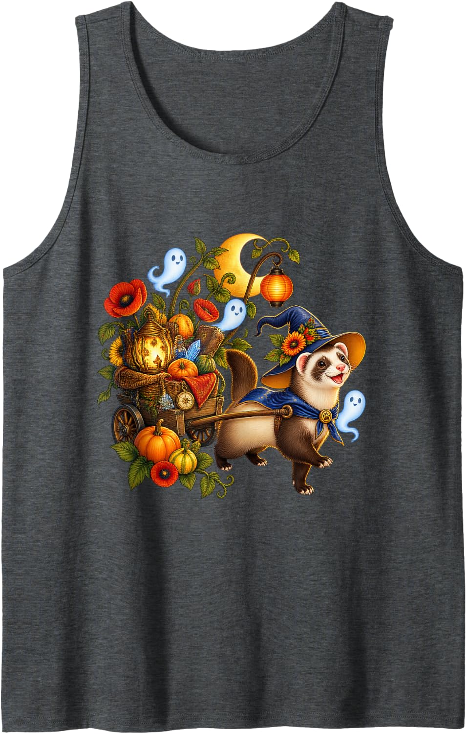 Ferret Halloween Treasure Wagon Adventure Tank Top - Dark Heather Grey