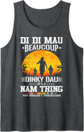 Di Di Mau Beaucoup Dinky Dau Vintage US Veteran Vietnam Tank Top - Dark Heather Grey