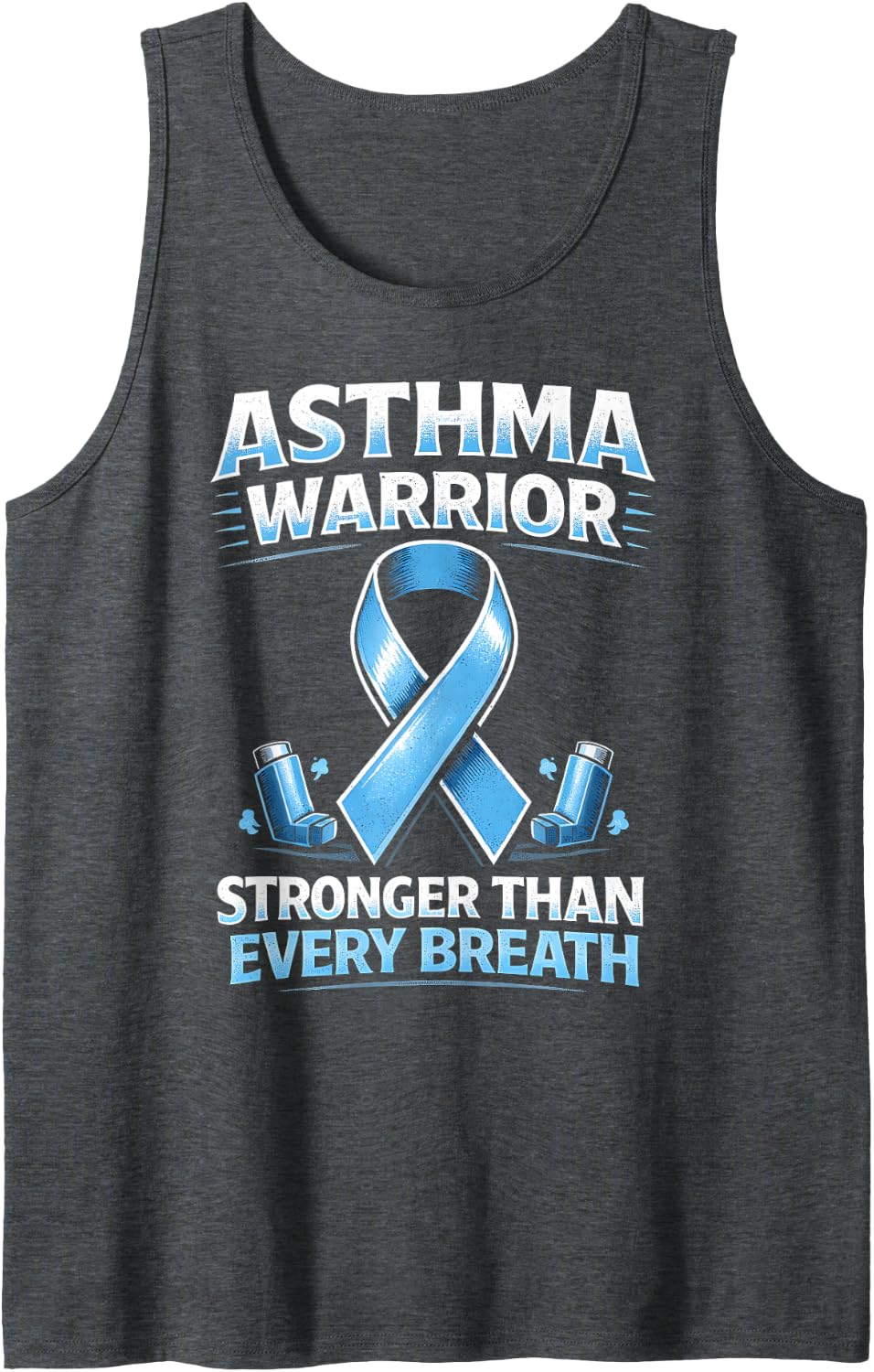 Asthma Awareness Warrior Lungs with Inhaler Respiratory Sleeveless Tank Top - Dark Heather Grey