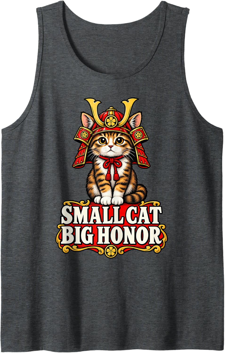 Japanese Small Cat Big Honor Japan Lover Noodles Nippon Sleeveless Tank Top - Dark Heather Grey