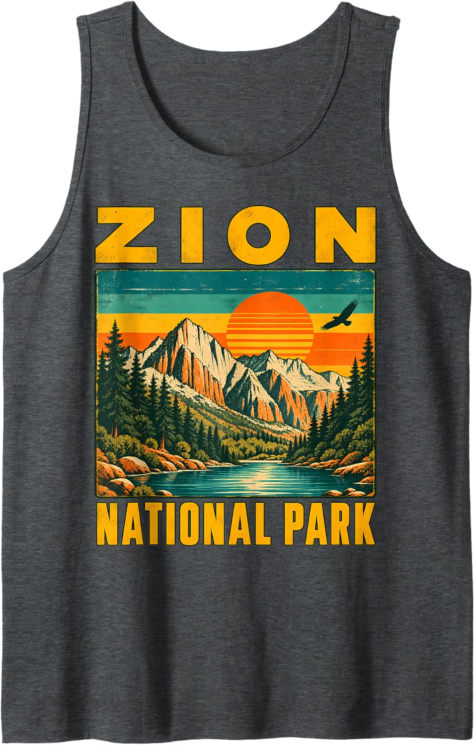 Zion National Park Vacation Hiker Camping Traveler Men Women Sleeveless Tank Top - Dark Heather Grey