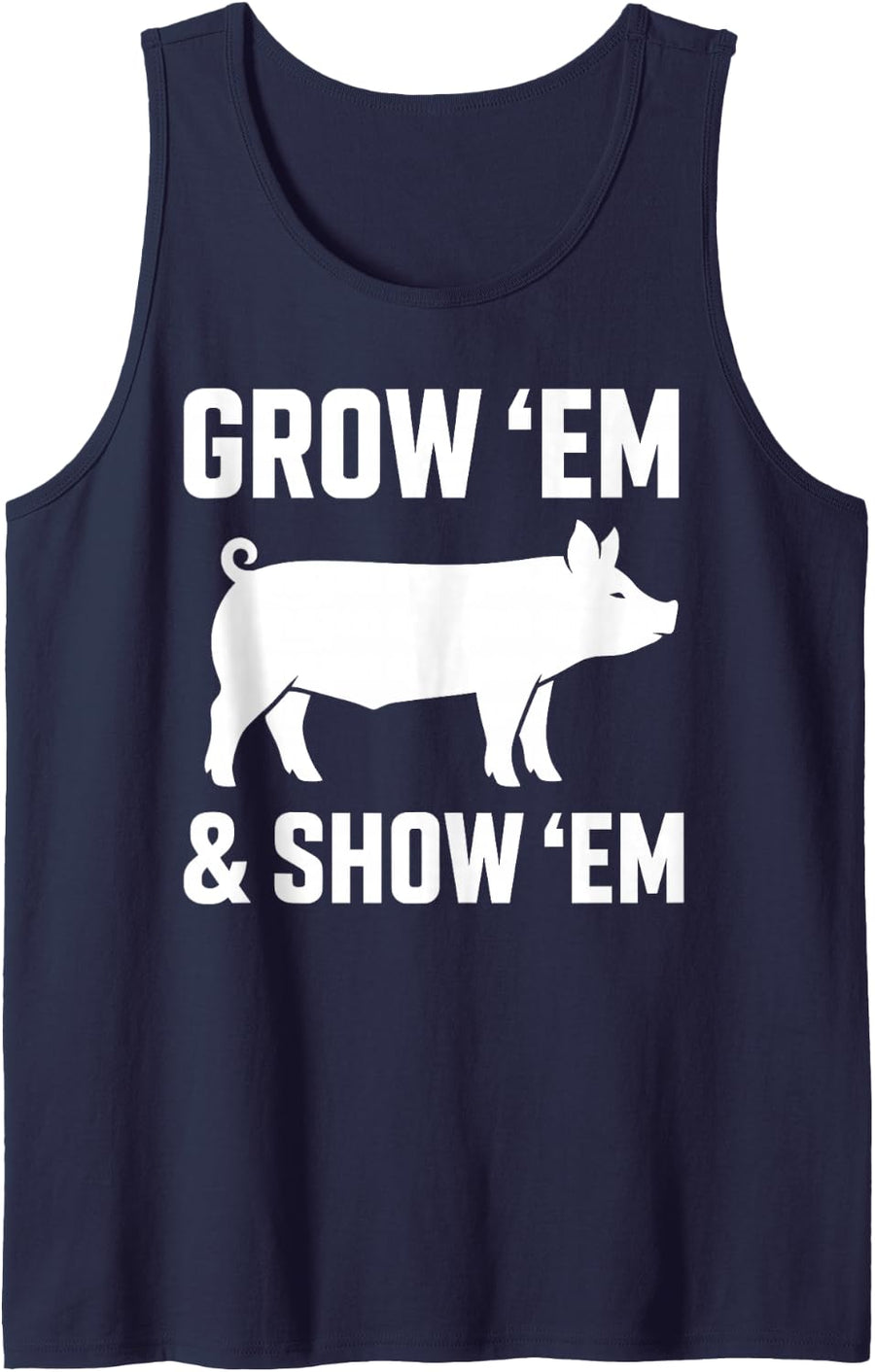 Pig Show Design for Men Women Kids Hog Showing Pig Show Sleeveless Tank Top - Navy Blue