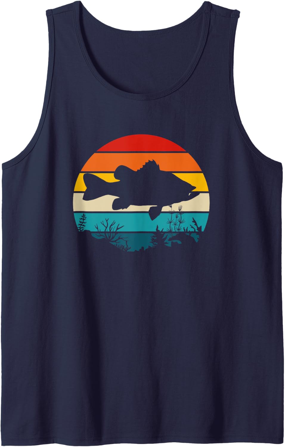 Bass Fishing Tank Top - Navy Blue