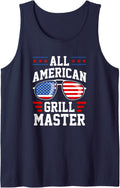 All-American Grill Master USA American Flag Patriotic Dad Tank Top - Navy Blue
