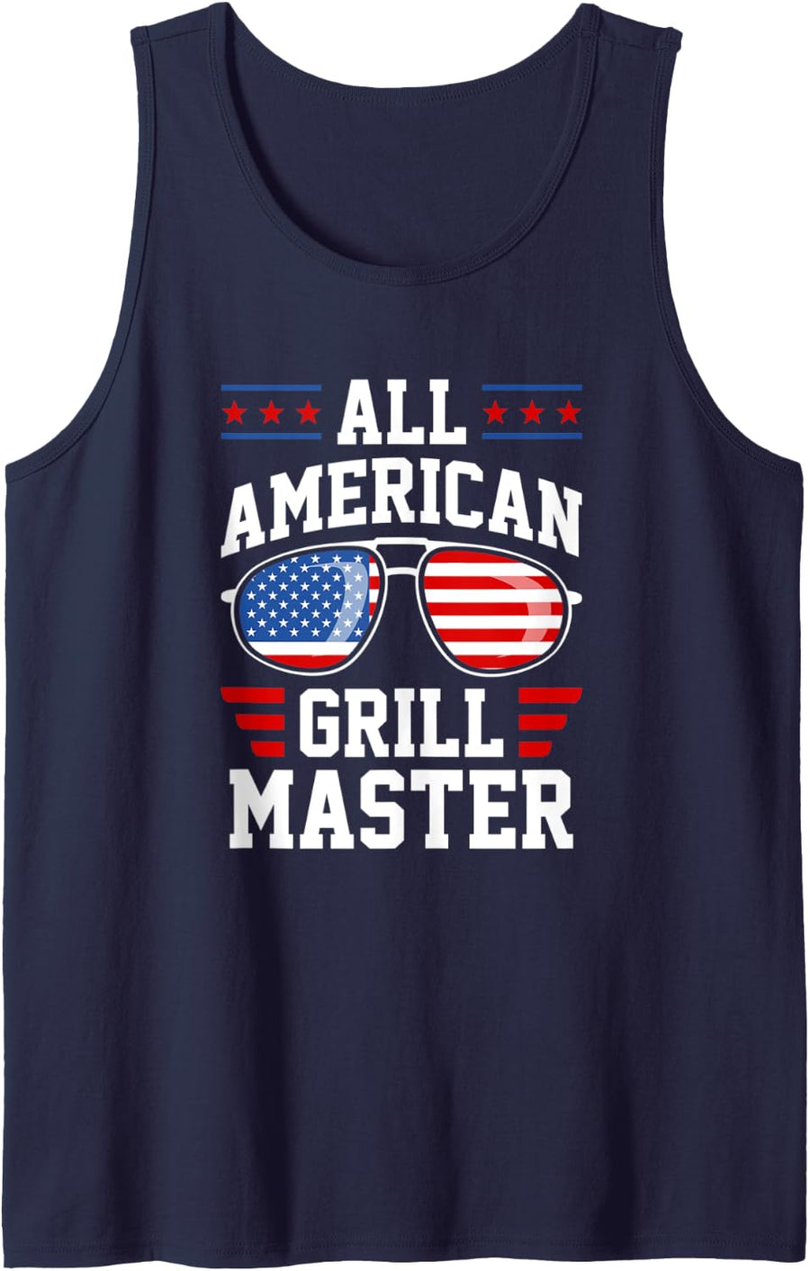 All-American Grill Master USA American Flag Patriotic Dad Tank Top - Navy Blue