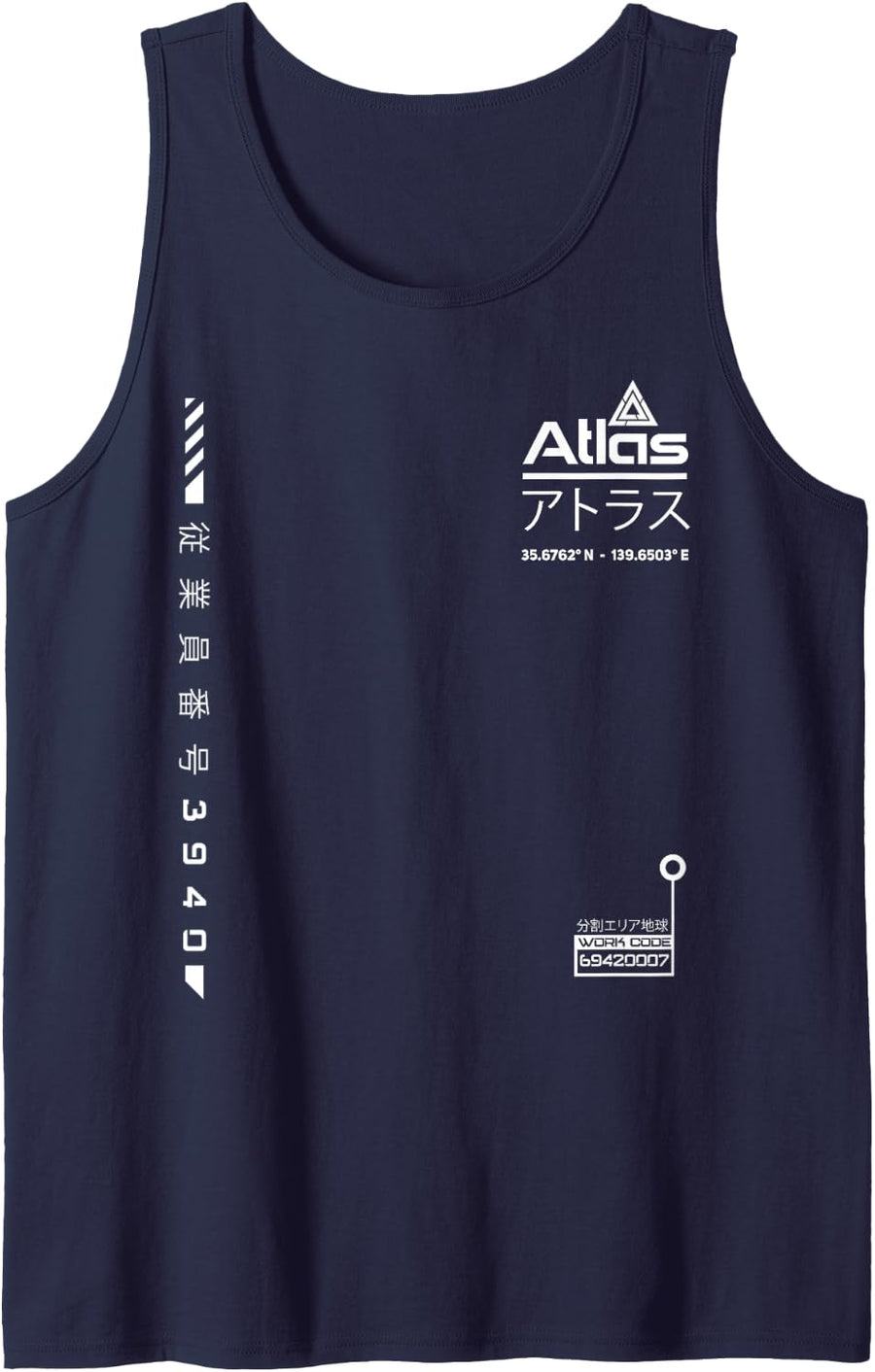 Techware Goth Ninja Black Sign Urban Future Society Cyber Tank Top - Navy Blue