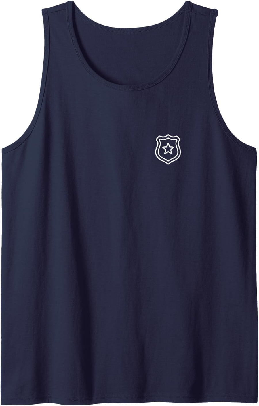 Police Badge Officer Cute Minimalist Doodle Pocket Sleeveless Tank Top - Navy Blue
