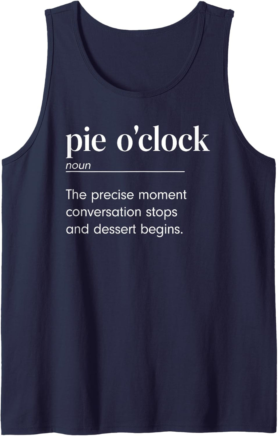 Pie O'Clock Definition Funny Thanksgiving Design Sleeveless Tank Top - Navy Blue