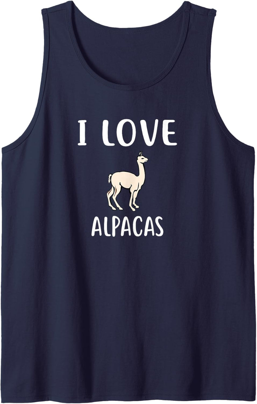 I Love Alpacas T-Shirt Funny Alpaca Sleeveless Tank Top - Navy Blue