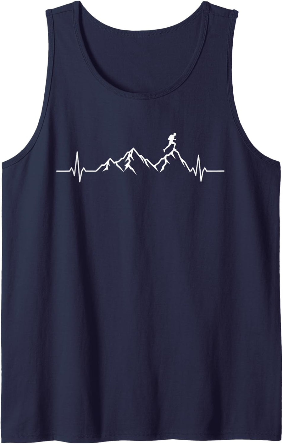 Mountain Heartbeat Hiker Climber Adventure Outdoor Men Women Sleeveless Tank Top - Navy Blue