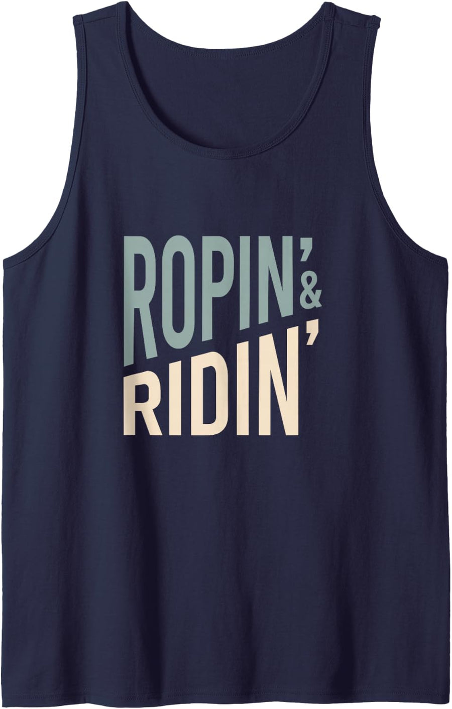 Funny Rodeo Ropin' & Ridin' Sleeveless Tank Top - Navy Blue