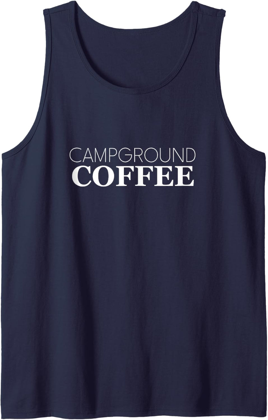 Campground Coffee Minimal Phrase Typography Sleeveless Tank Top - Navy Blue