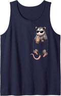 Ferret Pocket Drinking Bubble Tea Boba Tea Lover Sleeveless Tank Top - Navy Blue