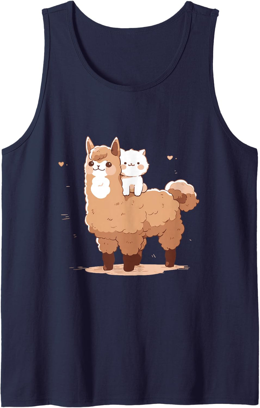 Alpaca Cat Cute Animal Kawaii Style Sleeveless Tank Top - Navy Blue