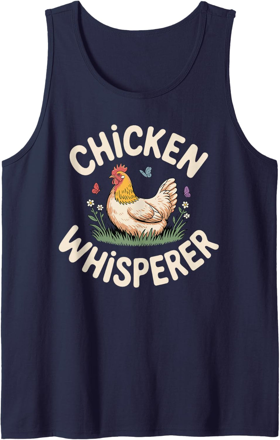 Funny Chicken Art for Men Women Rooster Chicken Farmer Tank Top - Navy Blue