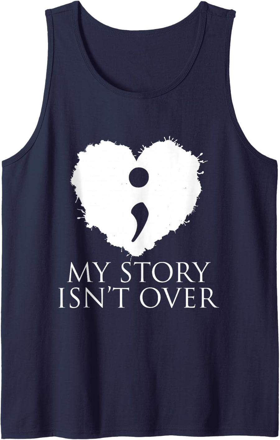 Semi Colon My Story Isn´t Over Semicolon Sleeveless Tank Top - Navy Blue