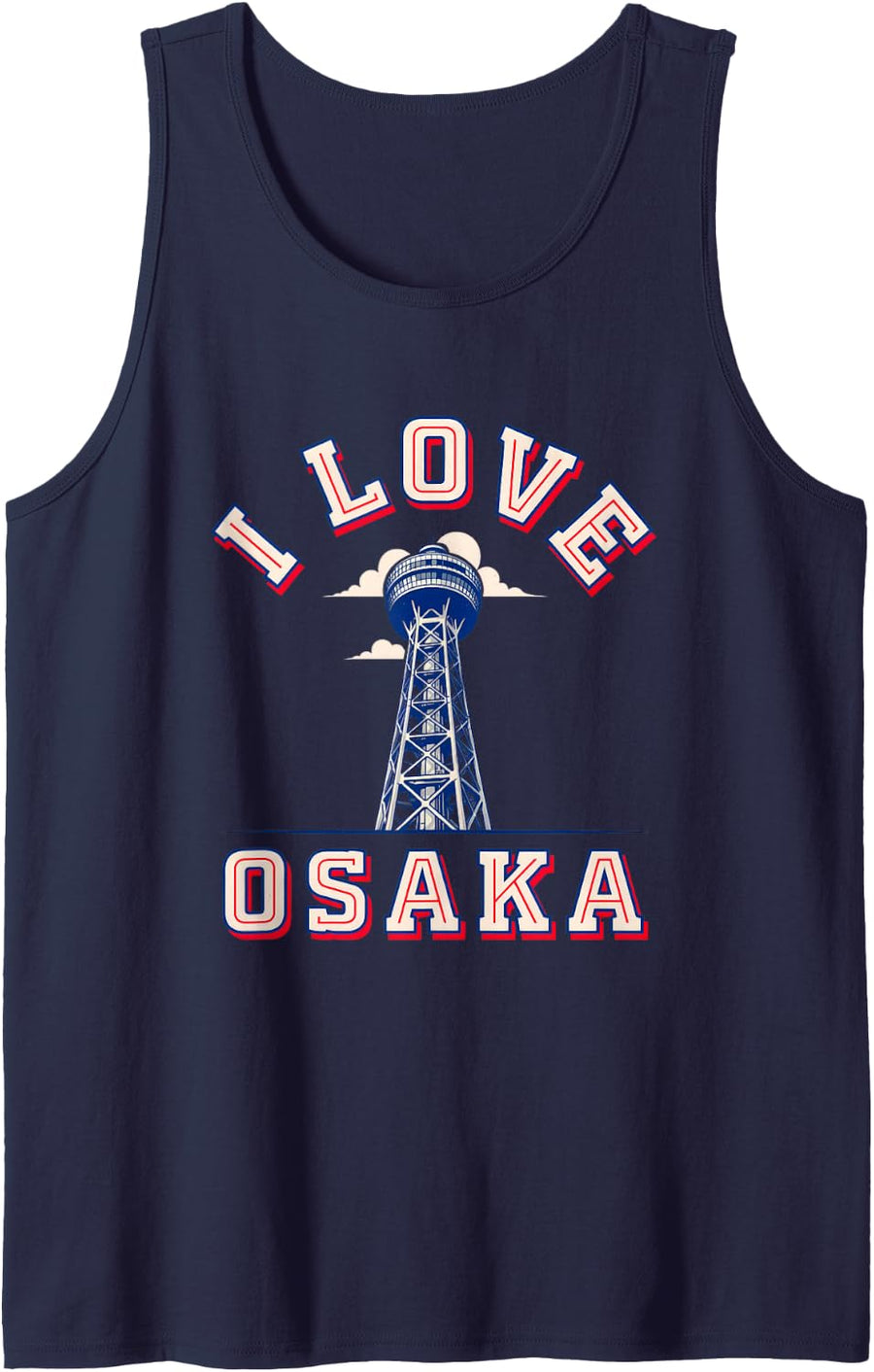 I Love Osaka Kansai Japan Observation Tower Souvenir Sleeveless Tank Top - Navy Blue