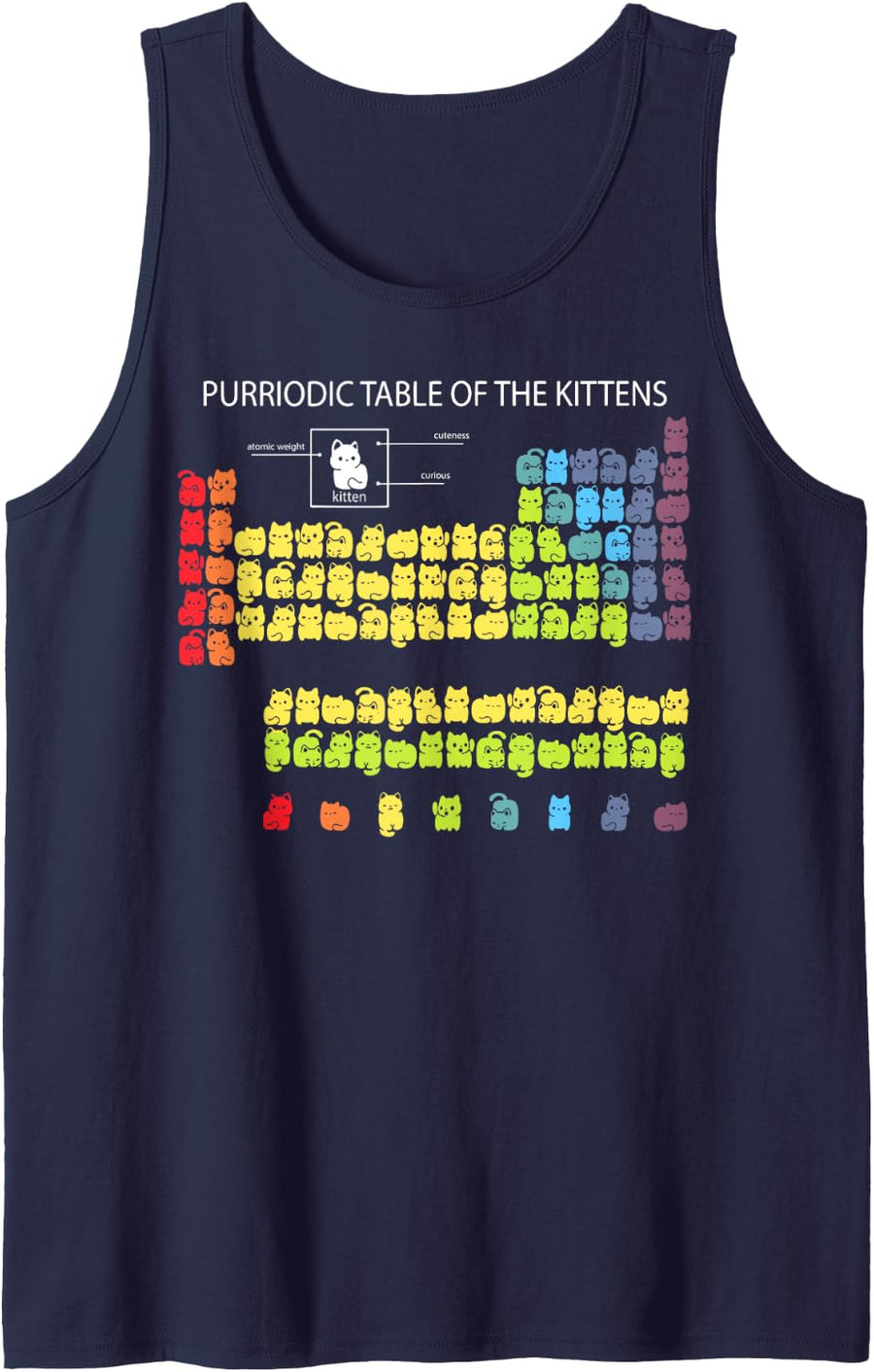 Purriodic Table of The Kittens Sleeveless Tank Top - Navy Blue