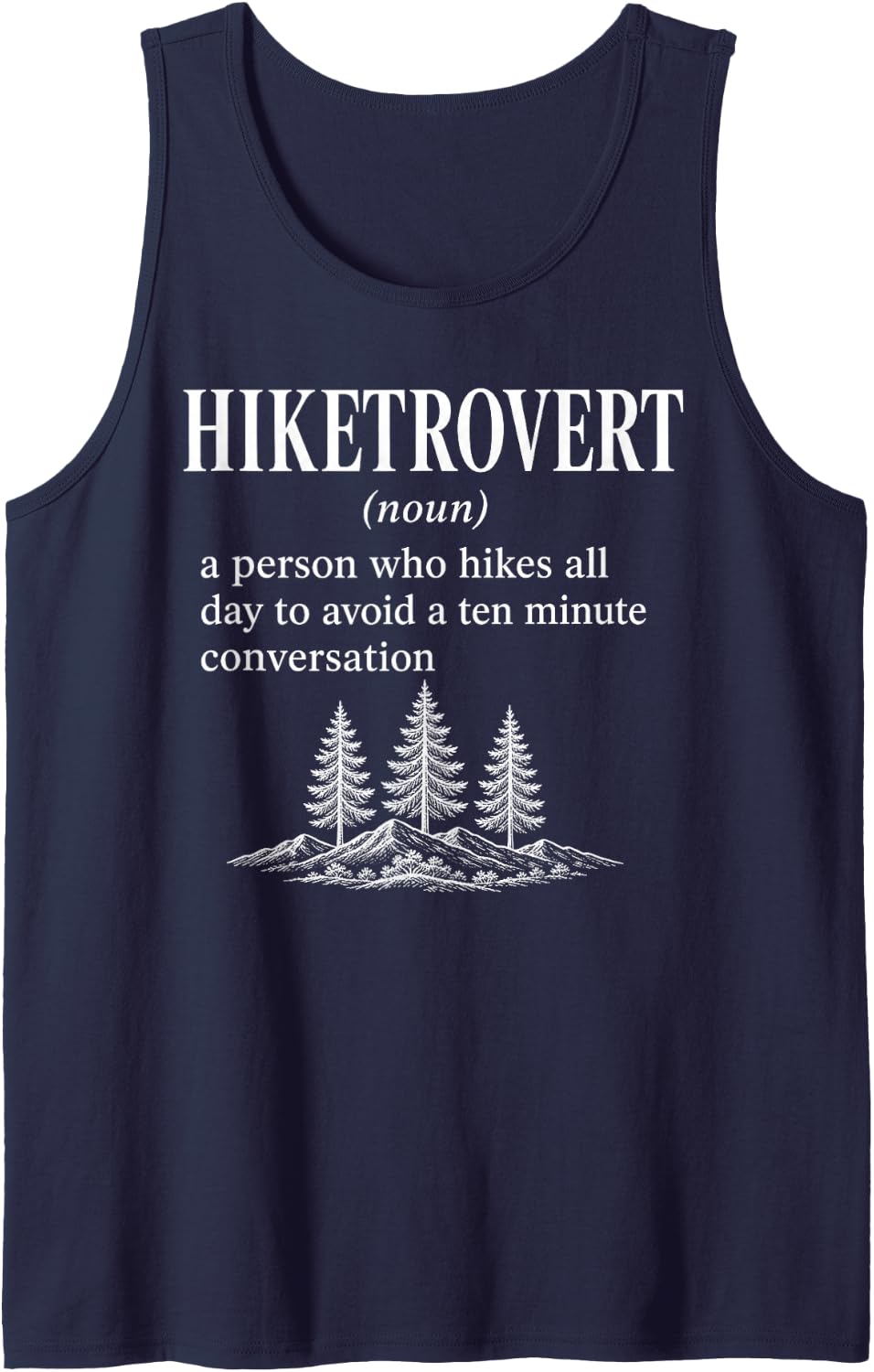 Hiketrovert Funny Hiking Introvert Definition Sleeveless Tank Top - Navy Blue