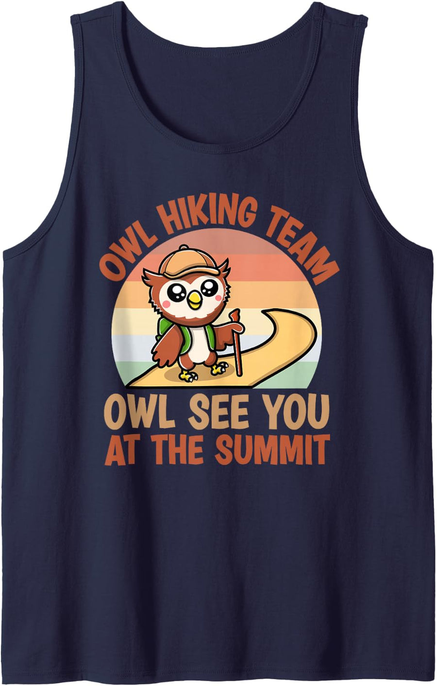 Owl See You at the Summit Cute Hiking Team Sleeveless Tank Top - Navy Blue