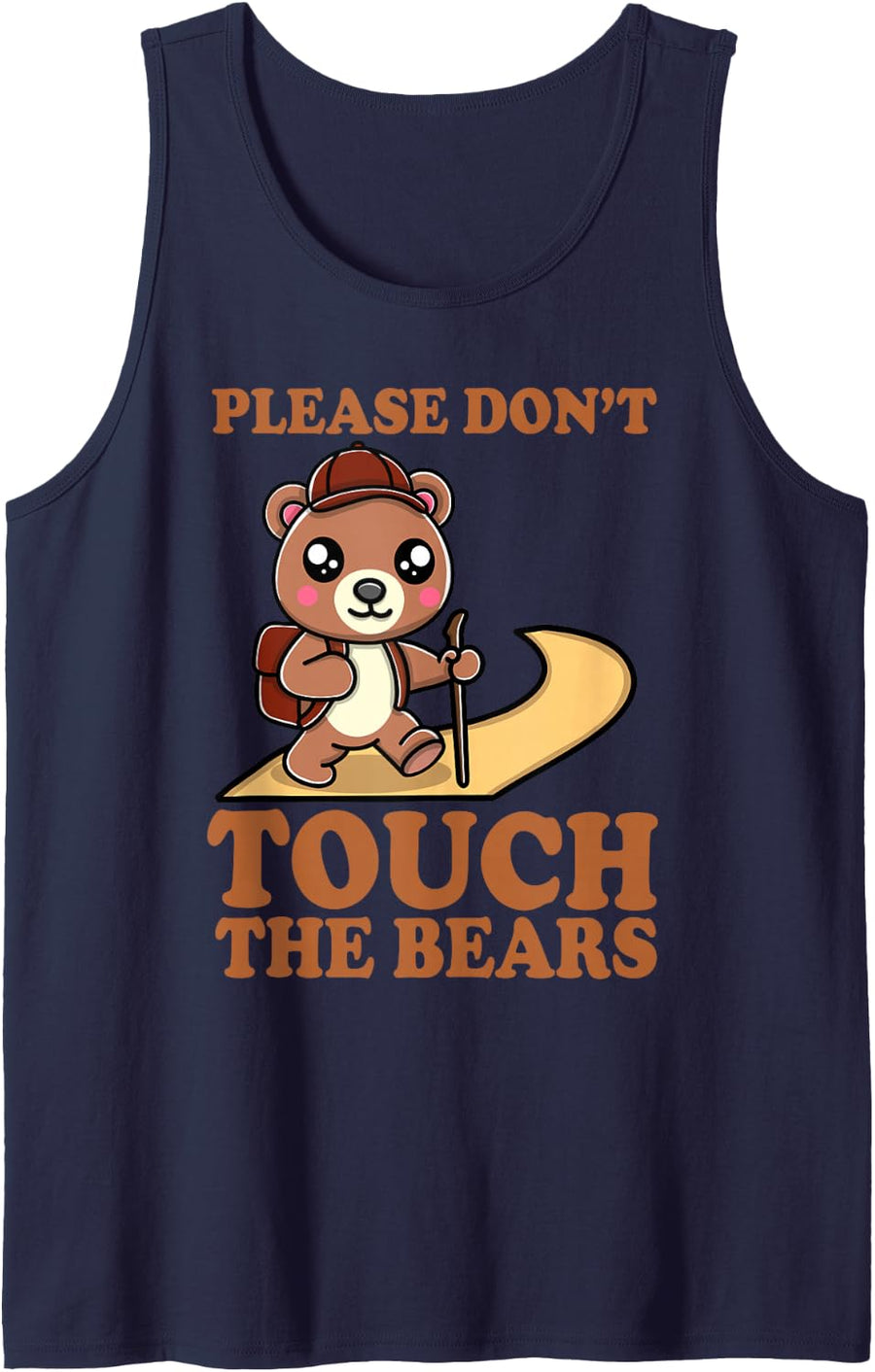Please Don’t Touch the Bears Funny Cute Hiking Sleeveless Tank Top - Navy Blue