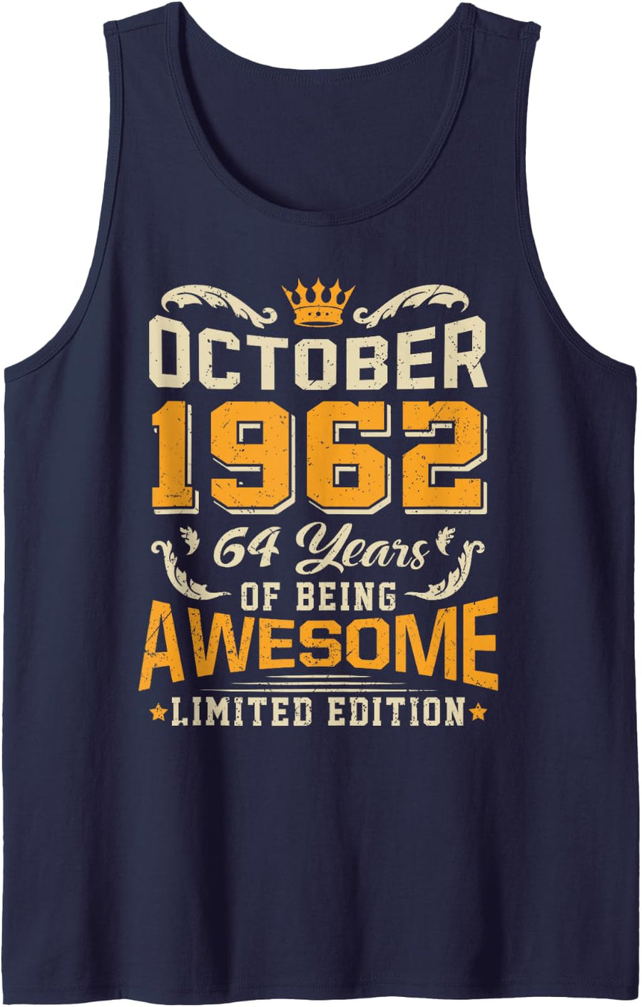 October 1962 Vintage 64 Years Awesome 64th Birthday Sleeveless Tank Top - Navy Blue