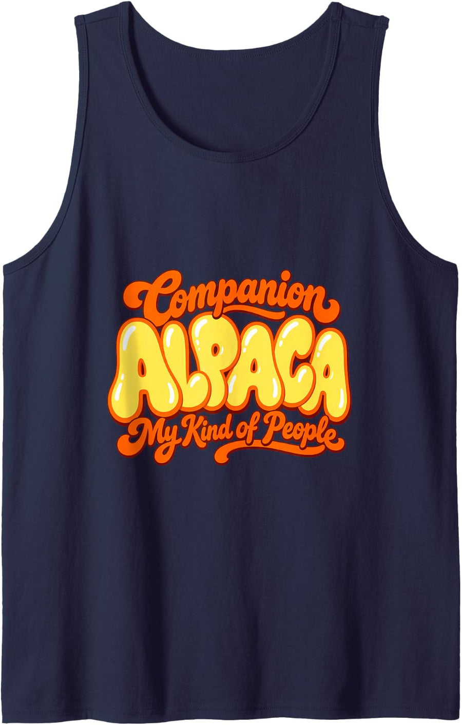 Alpaca Companion My Kind of People Cute Friendship Sleeveless Tank Top - Navy Blue